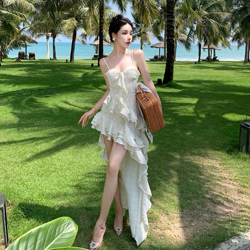 Đầm maxi đi biển xẻ tà