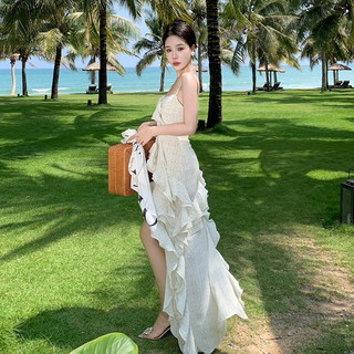 Đầm maxi đi biển xẻ tà