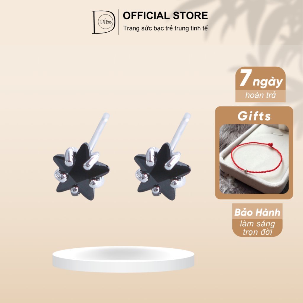 Khuyên tai bạc 925 nụ sao nhỏ đính pha lê xinh xắn lấp lánh Dế Bạc –K2235