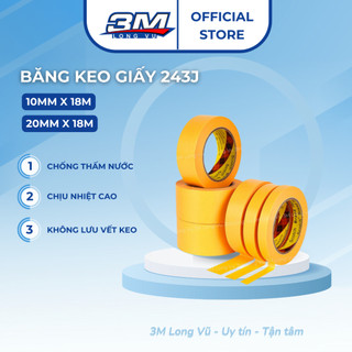 Băng keo giấy che sơn 3M 243J Masking Tape băng keo giấy che sơn cao cấp - 3M Long Vu