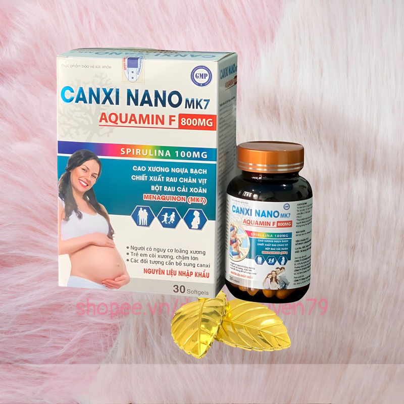 Viên uống Canxi hữu cơ CANXI NANO MK7 AQUAMIN F 800mg - Cao xương ngựa bạch - Canxi tảo biển đỏ bổ sung Canxi D3 K2 MK7ơ