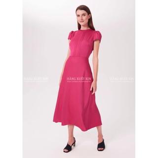 Đầm váy midi  xếp ly ngực hàng xuất dư xịn vải mềm mướt