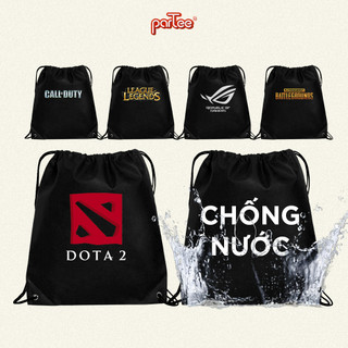 Túi balo dây rút gaming esport vải dù da cá chống nước in logo game game freefire lol gta pubg fifa rog parteeshopvn