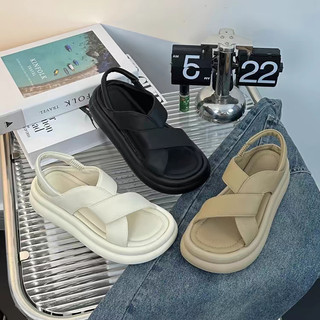  GIÀY SANDAL NỮ QUAI CHÉO XOẮN CIA HÀN QUỐC Đế Cao Màu Đen/Kem Xang đan mới hot có quai hậu đi học