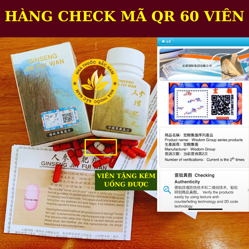 Nhân Sâm Tăng Phì Hoàn 60V - Ginseng Jin Fui Wan