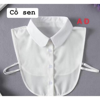 Cổ áo sơ mi giả phối ren màu trơn thời trang dành cho nữ cổ sen và cổ nhọn