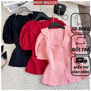 Áo bigsize nữ kiểu cổ bèo chất cotton lạnh mềm mịn phù hợp đi làm đi chơi MON big size 50 - 90kg