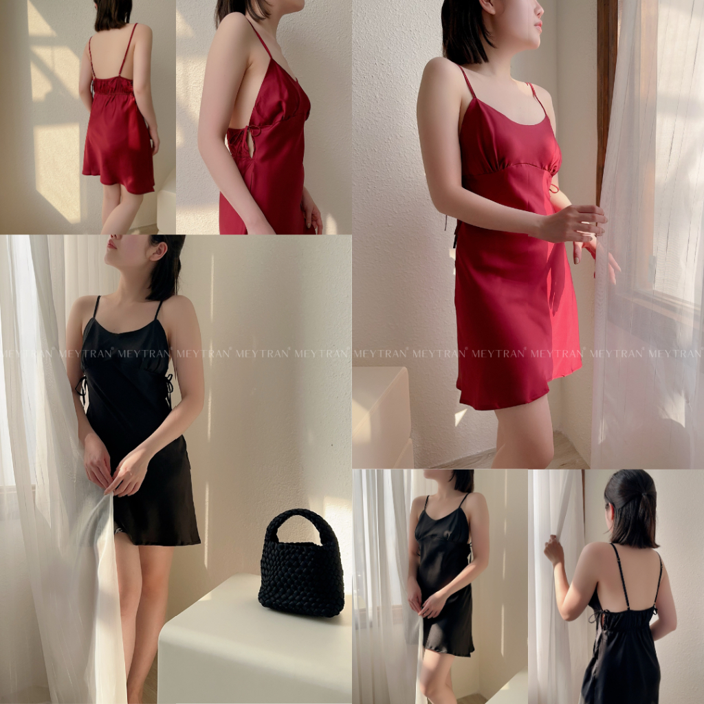 VÁY NGỦ ĐẦM NGỦ LỤA NỮ 2 DÂY SEXY DÂY BUỘC CHUN LƯNG CAO CẤP NHIỀU MẪU MEY TRẦN