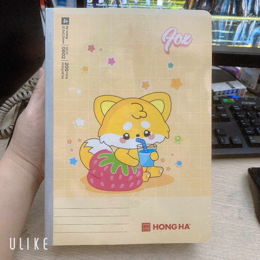 Lốc 5 Vở 4 ô ly Hồng Hà 200 trang School FOX 0602 - Vở may gáy