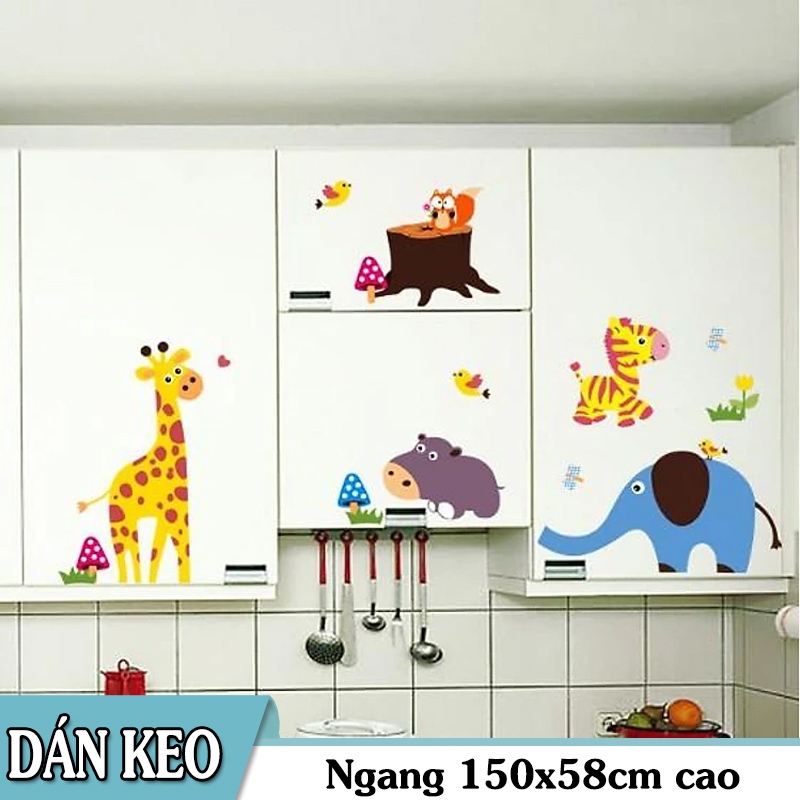 Decal trang trí Thú Tiếng Anh vòng tròn