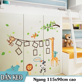 Decal trang trí Thú xinh kèm khung ảnh xinh cho Bé