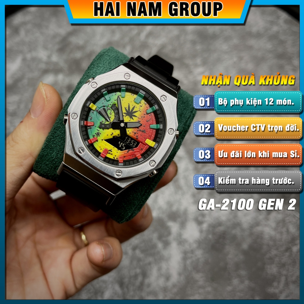 Đồng hồ thể thao nam G-Shock GA-2100-1A Custom Rainbow HNG203 Full phụ kiện