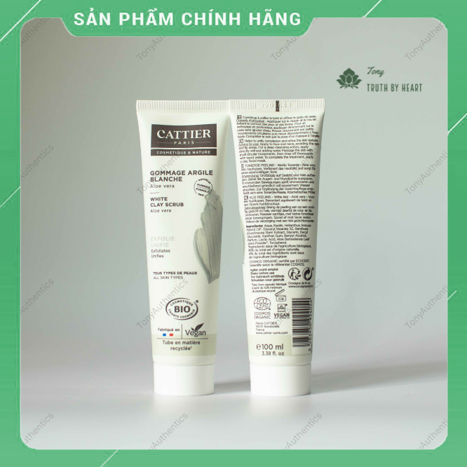 Tẩy da chết Cattier Gommage Argile giúp lỗ chân lông thông thoáng, giảm thiểu mụn đầu đen