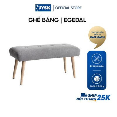 Ghế băng | JYSK Egedal | vải polyester xám nhạt/chân gỗ cao su | 110x47x40cm