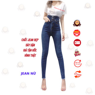 Quần jean nữ lưng siêu cao phối 3 VÀ 4 CÚC TRƯỚC CÓ SIZE ĐẠI siêu hot TREND mới 2024, quần bò nữ chất giãn thời trang