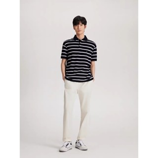 Áo thun polo unisex TM tay ngắn cổ bẻ PREMIUM PIQUE STRIPES, Áo polo nam nữ phối họa tiết sọc ngang thời trang T-Shirt