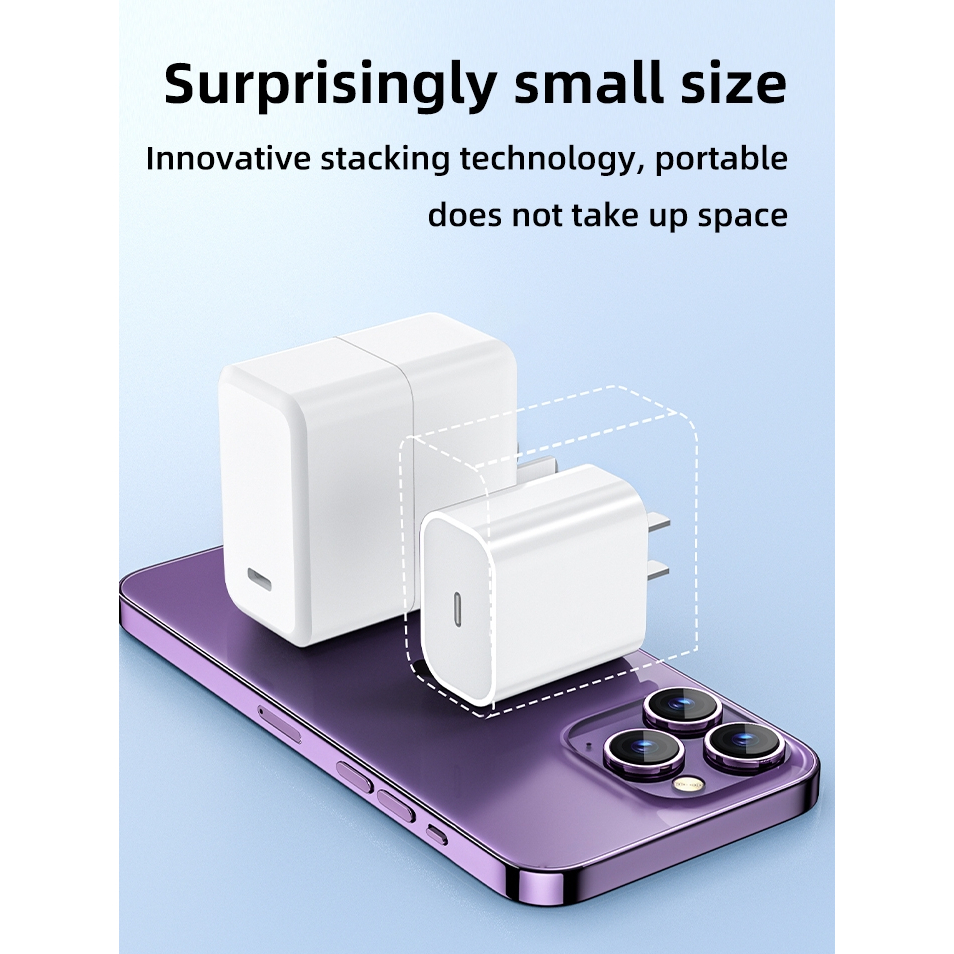 DR-[Được chứng nhận MFi] Bộ sạc nhanh trau dồi, Bộ chuyển đổi phích cắm sạc tường hỗ trợ USB C 30W,c