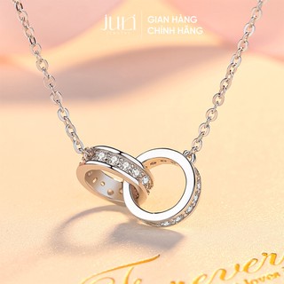 Vòng cổ bạc Nữ vòng tròn tình yêu (chính hãng) cao cấp đính đá lấp lánh - dây bằng Bạc Ý | VC41 JULI