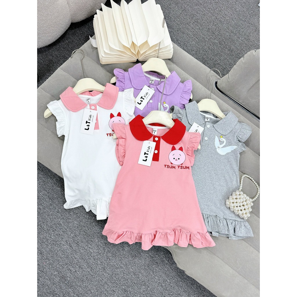  Váy Đầm Body Bé Gái Cổ Tim Cúc Cài Đáng Yêu Chất Cotton Mềm Mịn Mát Cho Bé Nhà MiDu Kid 