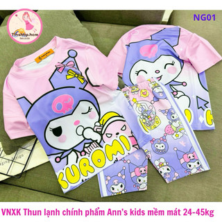 22kg đến 42kg đồ bộ cho bé gái - bộ ngố lửng bé gái size đại thun lạnh 3d cotton - ann's kids nl08