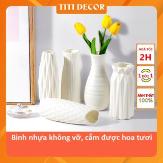 [Đựng Nước Được] Bình Hoa Nhựa Giả Gốm, Bình Cắm Hoa Decor Nhà Cửa, Lọ Hoa Để Bàn, Hoa Giả Decor - TiTi Decor