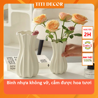 [Đựng Nước Được] Bình Cắm Hoa Decor Nhà Cửa, Bình Hoa Nhựa Giả Gốm, Lọ Hoa Để Bàn, Hoa Giả Decor - TiTi Decor