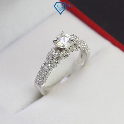 Nhẫn nữ bạc Moissanite 5.0mm hình nơ xinh xắn, kèm thẻ tra cứu xi bạch kim sang trọng NNM0022 - Trang Sức TNJ