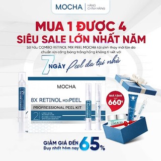 Peel siêu vi tảo mix Retinol MOCHA Siêu vi tảo peel da tại nhà giúp da căng bóng khỏe mạnh, đều màu da bộ 4 món
