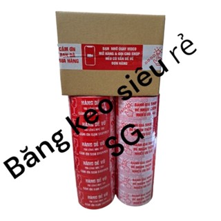 Băng keo nhiều màu in chữ cảm ơn, quay video, đánh giá 5 sao, hàng dễ vỡ dán thùng carton, 2 cây 1kg