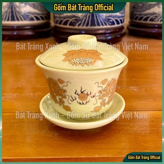 Bát sâm thờ bát tràng, bát trà sâm men ngà vàng kim 5.0