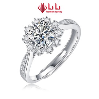  Nhẫn bạc nữ LiLi S925 đính kim cương Moissanite cao cấp hình bông hoa tuyết Ethelbert LILI_423452 