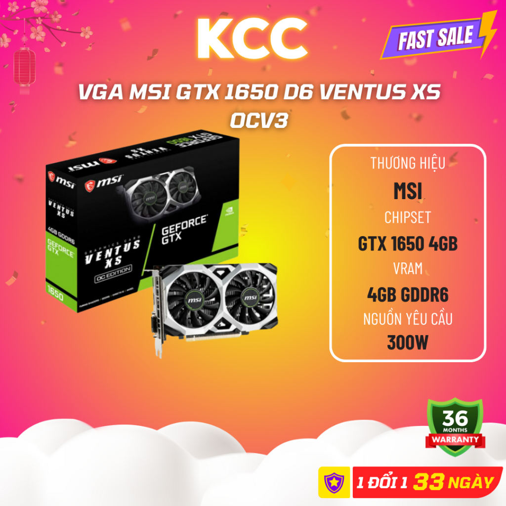 VGA MSI GTX 1650 VENTUS XS 4G OC - Mới Bảo Hành 36 Tháng | BigBuy360 - bigbuy360.vn