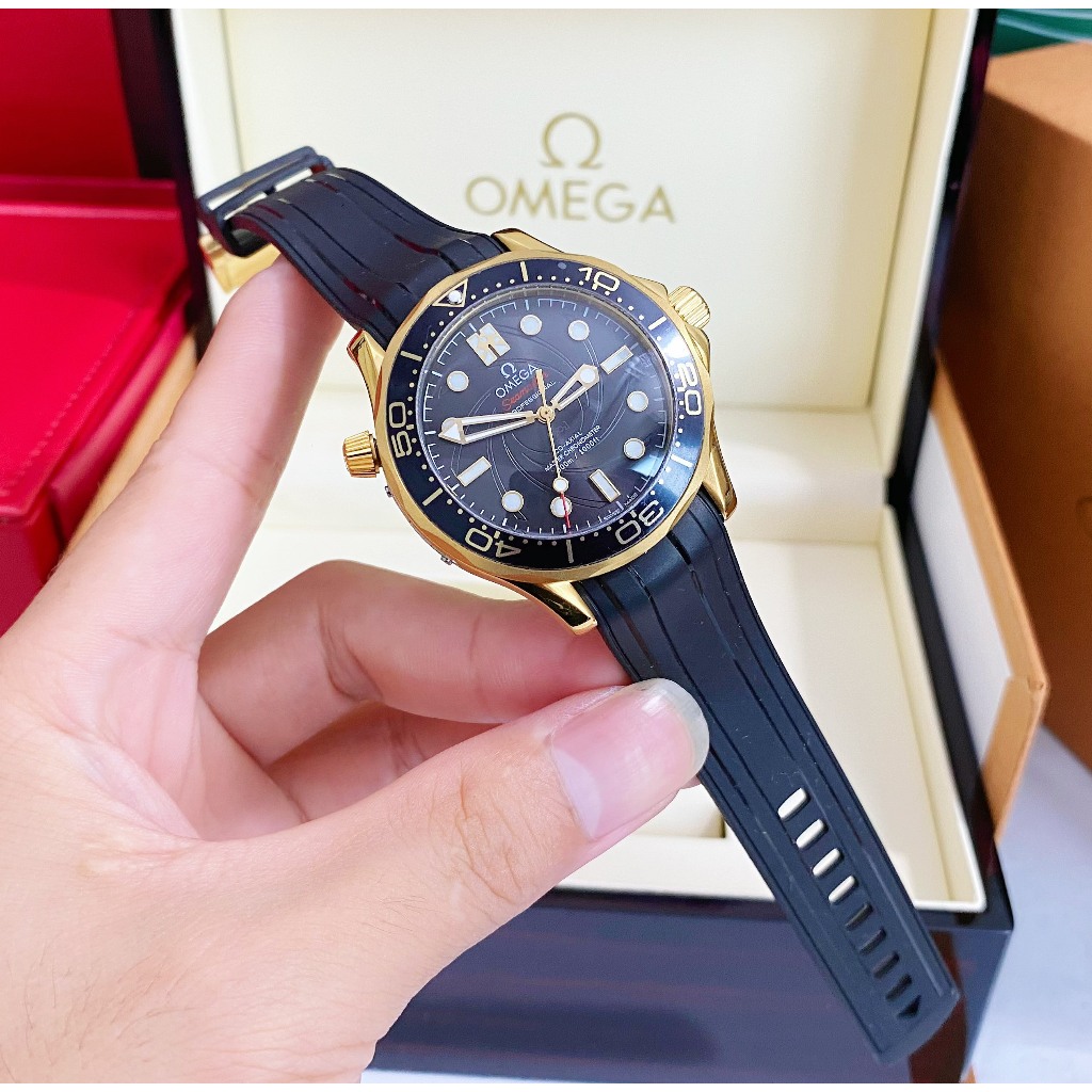 fullbox hãng - đồng hồ nam Omega Seamaster 42mm máy cơ nhật bản - dây silicone