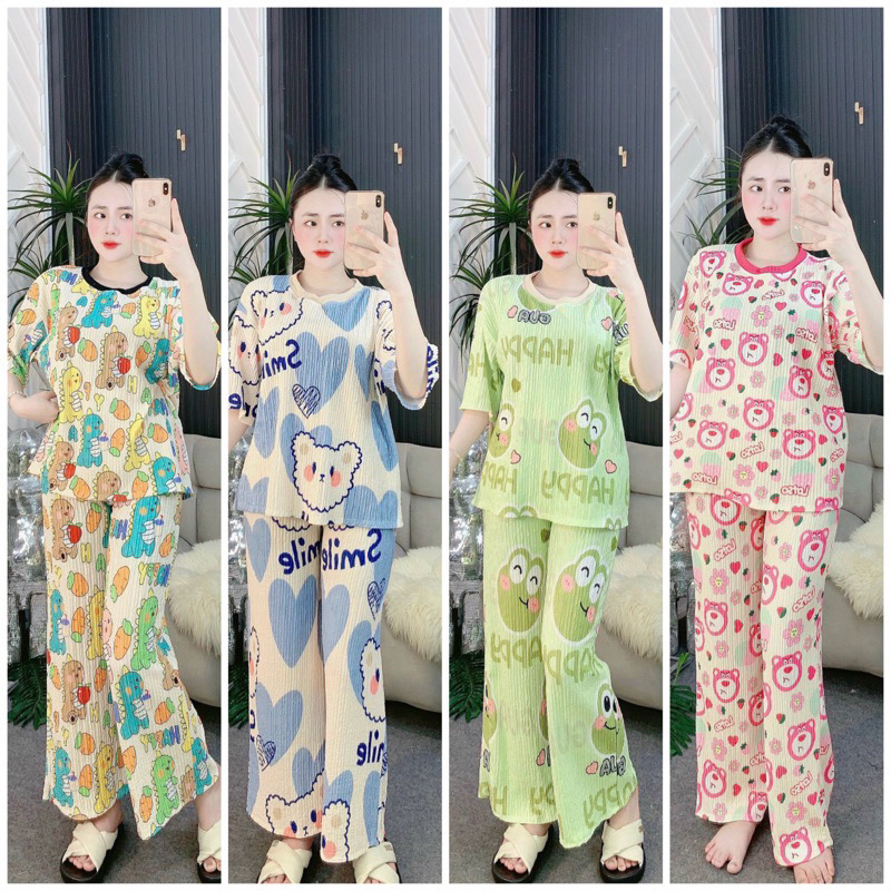 Set Bộ Suông Xốp Nhật Phối Viền Cổ Đủ Hình Đáng Yêu - HN CLOSET