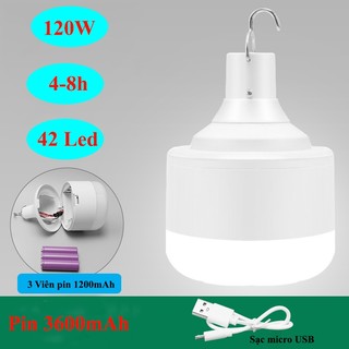 Bóng đèn tích điện pin trâu công suất lớn, đèn treo tích điện đa năng công suất 90W 120W - tặng kèm dây cáp sạc