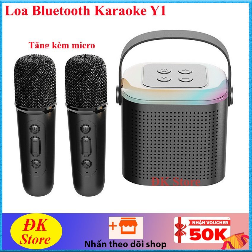 Loa bluetooth karaoke mini Y1 Có Đèn Led RGB Loa Bluetooth âm thanh hifi tặng kèm micro không dây - Mẫu mới