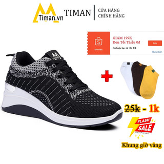 Giày thể thao nữ độn đế sneaker đẹp màu trắng siêu nhẹ chất liệu vải cho trung niên bảo hành 1 năm SZ22 TIMAN