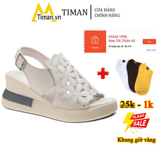 Giày sandal nữ đế xuồng đi học 6 phân cao gót kiểu xỏ ngón dáng bánh mì bảo hành 1 năm XN82 TIMAN