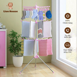 Cây sào inox phơi đồ, áo quần 3 tầng 56 kẹp đa năng gấp gọn cho mẹ và bé