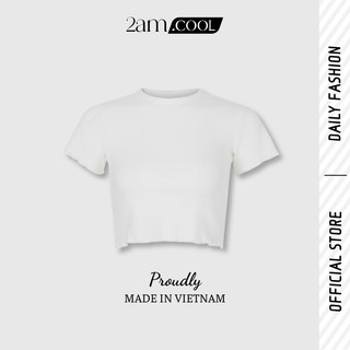 Áo croptop nữ ôm body tay ngắn chất liệu thun gân co giãn 2am