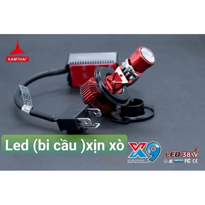 Led bi cầu X9 KAMTHAI 38w siêu sáng,đèn led bi cầu chân đa năng M5 vs H4