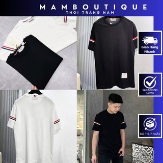 Áo Phông Nam Thom Ba Sọc Hai Bên Cánh Tay Họa Tiết Basic Đơn Giản Cực Đẹp , Áo Thun Nam Thom Chất Liệu Cotton Thoáng