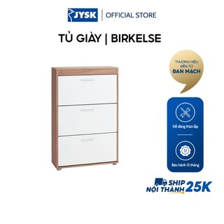 Tủ giầy | JYSK Birkelse | 3 ngăn gỗ công nghiệp màu sồi/trắng | 71x113x25cm