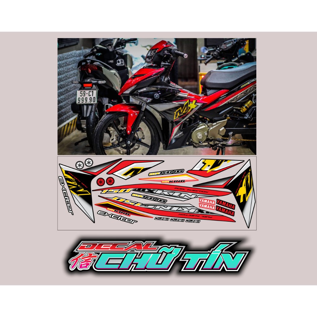 TEM CHẾ EXCITER 150 TEM MX VÀNG ĐỎ ĐEN 