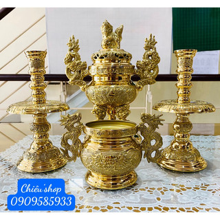 Bộ lư hương bằng đồng cao 28cm