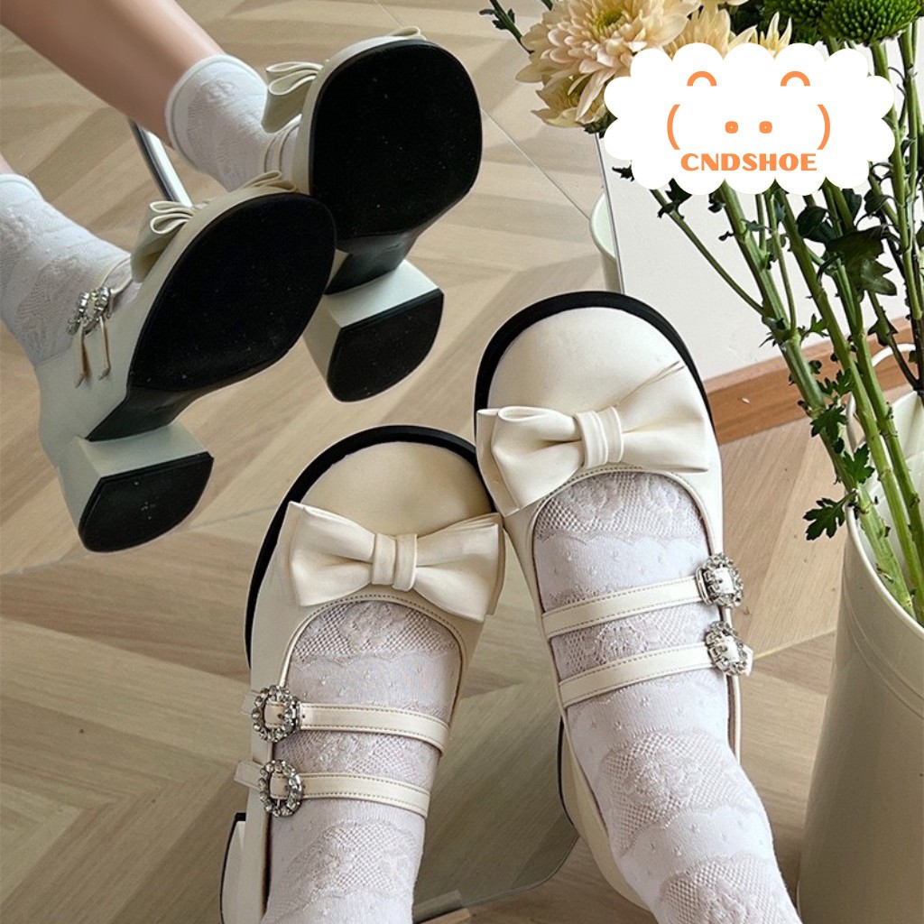 GIÀY CAO GÓT MARYJANE BÚP BÊ RUFFIAN NỮ NƠ XINH PHONG CÁCH CỔ ĐIỂN