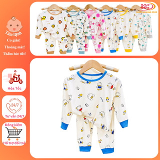 MK510 (6-16KG) Bộ áo dài tay quần dài in họa tiết chất tăm gân lạnh mỏng mềm, mát cho bé dưới 3 tuổi