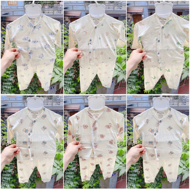 HN Kids-  Bộ dài tay sợi tre cực mát cho bé sơ sinh