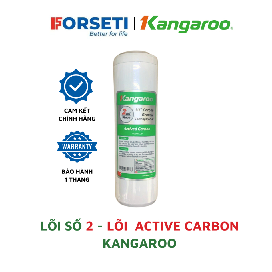 Lõi lọc nước số 2 Kangaroo Chính Hãng - lõi than hoạt tính dạng hạt có tác dụng khử màu, mùi hôi trong nước