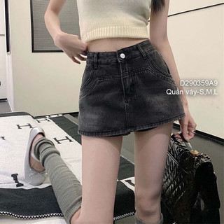 Quần váy jean ngắn phối 2 túi viền, quần váy jean nữ VIENS STORE